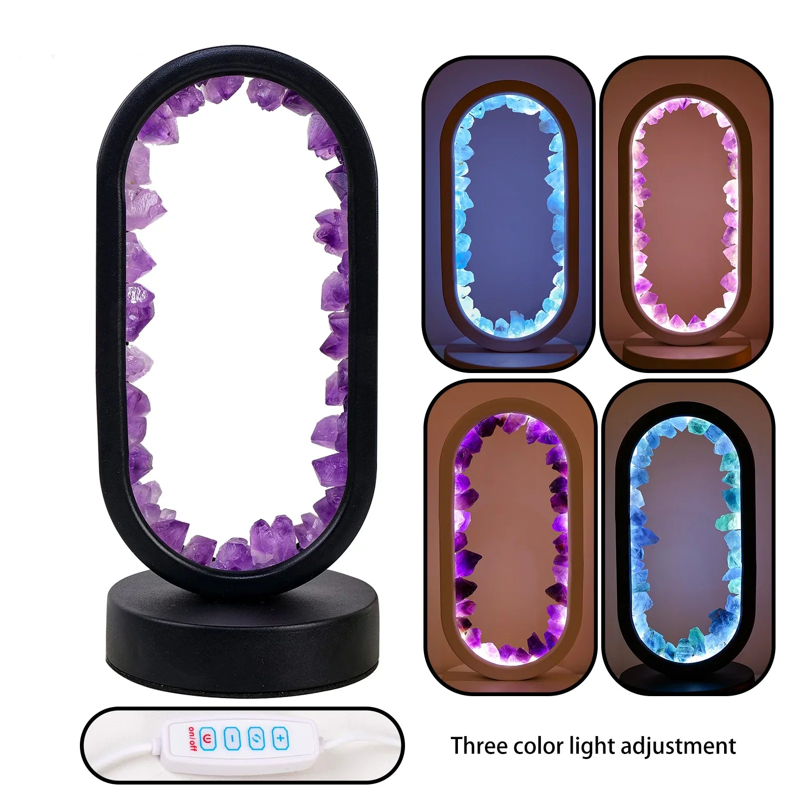 Handmade Amethyst Lamp - Serenith-Amethyst Raw Black-The Livary