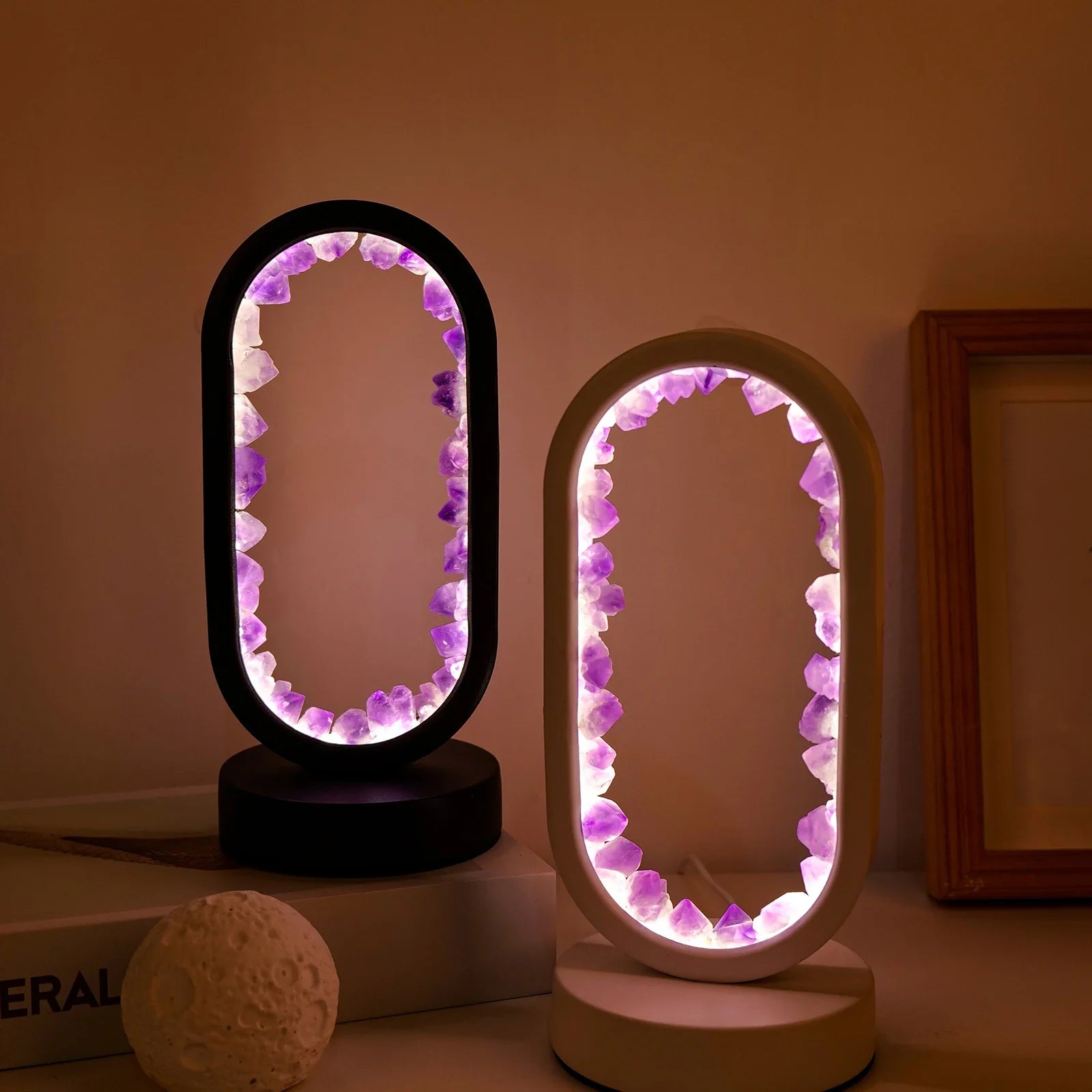 Handmade Amethyst Lamp - Serenith-Amethyst Raw Black-The Livary