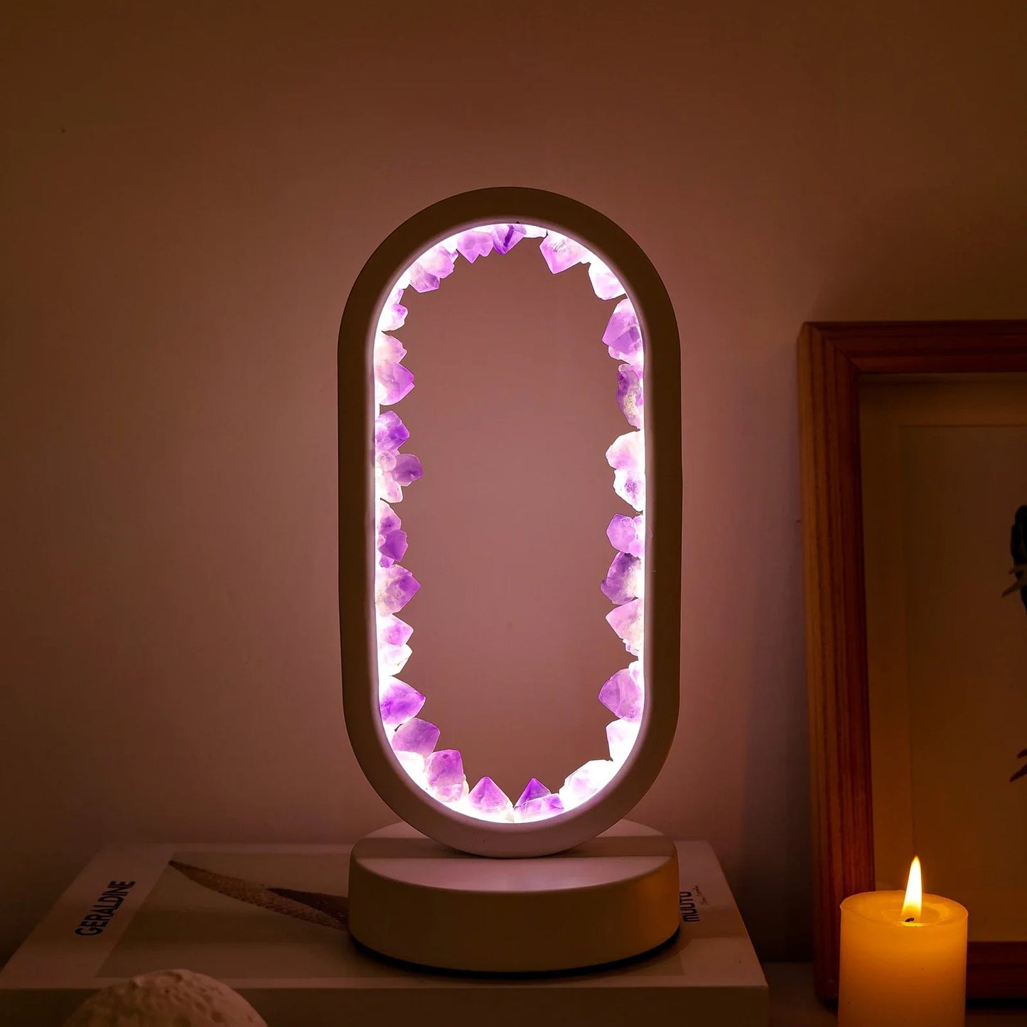 Handmade Amethyst Lamp - Serenith-Amethyst White-The Livary