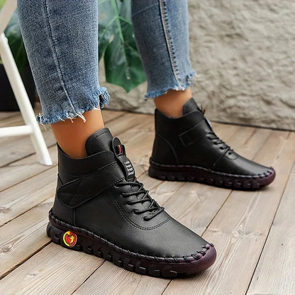 Handmade Comfort Sneaker Boots - Amara-Beige-3.0-Nora Luxe
