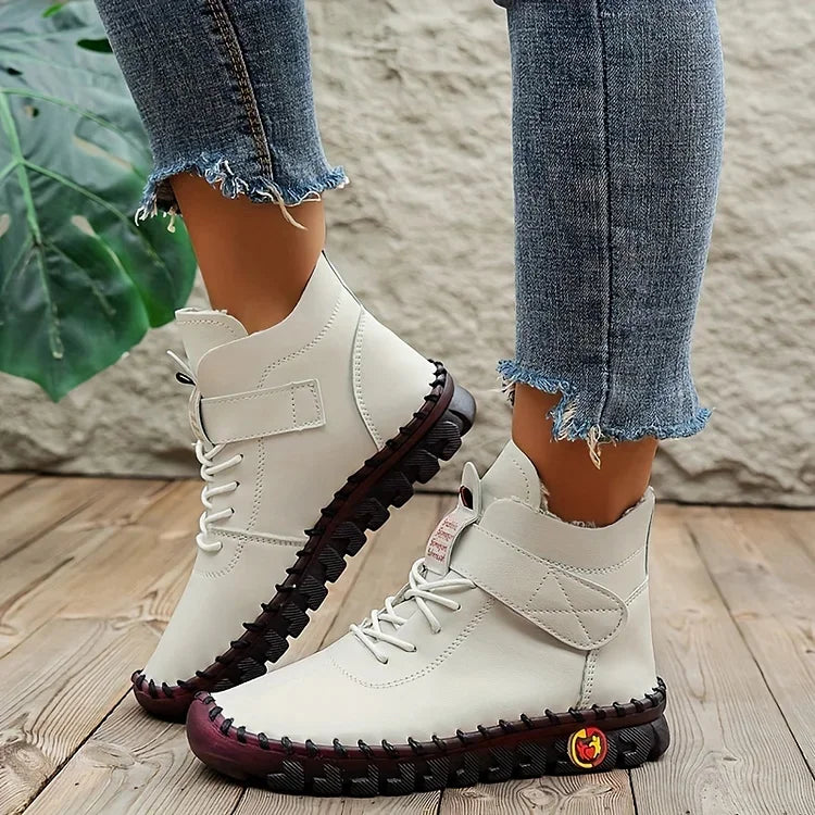 Handmade Comfort Sneaker Boots - Amara-Beige-3.0-Nora Luxe