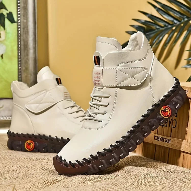 Handmade Comfort Sneaker Boots - Amara-Beige-3.0-Nora Luxe
