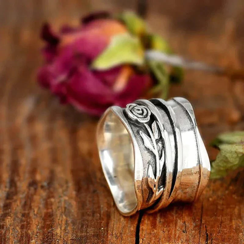 Handmade Silver Flower Ring - Lilac-6-Nora Luxe