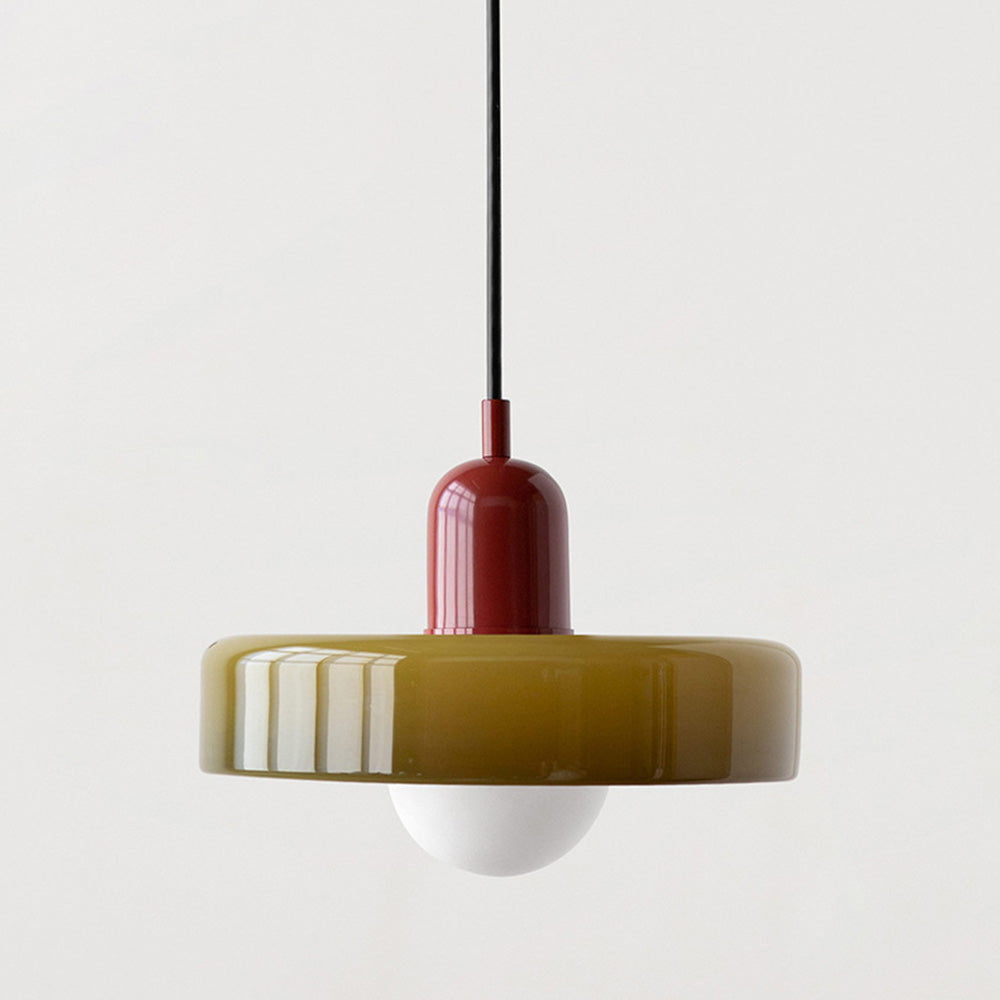 Hanging Lamp of Colored Glass - BauLume-Green-Red-9.8 × 7.1 inches-Nora Luxe