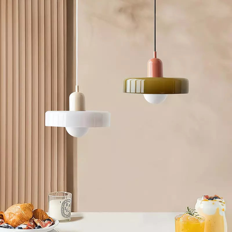 Hanging Lamp of Colored Glass - BauLume-Green-Red-9.8 × 7.1 inches-Nora Luxe