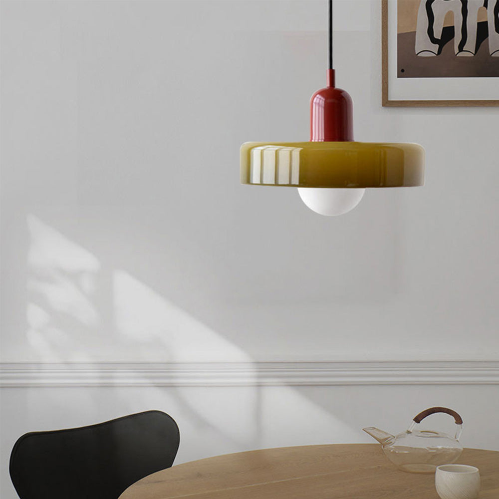 Hanging Lamp of Colored Glass - BauLume-Green-Red-9.8 × 7.1 inches-Nora Luxe