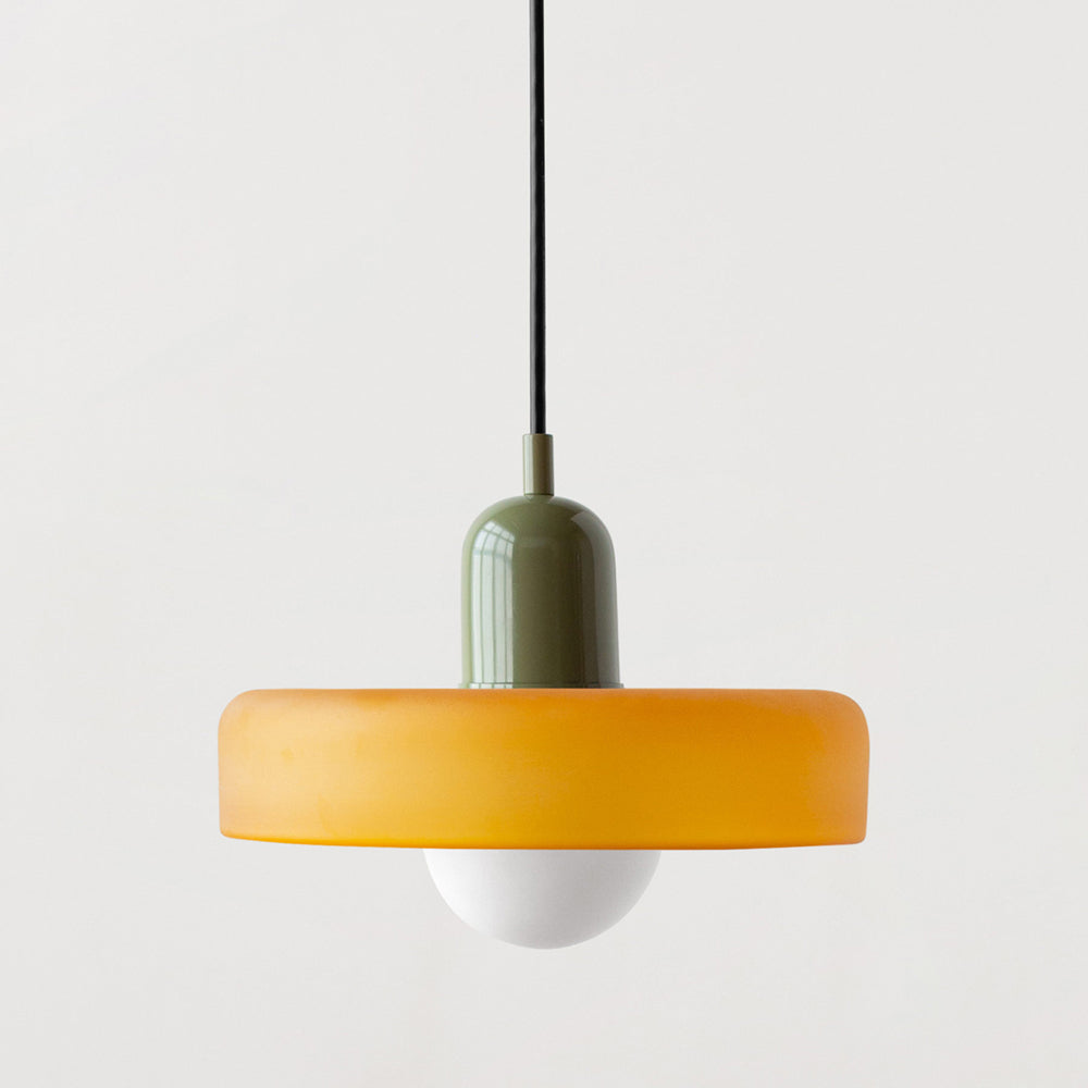 Hanging Lamp of Colored Glass - BauLume-Yellow-Green-9.8 × 7.1 inches-Nora Luxe