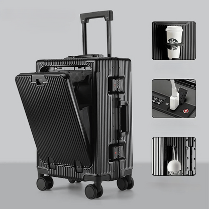 Hard-shell hand luggage suitcase – Manhattan Pro-Black-Nora Luxe