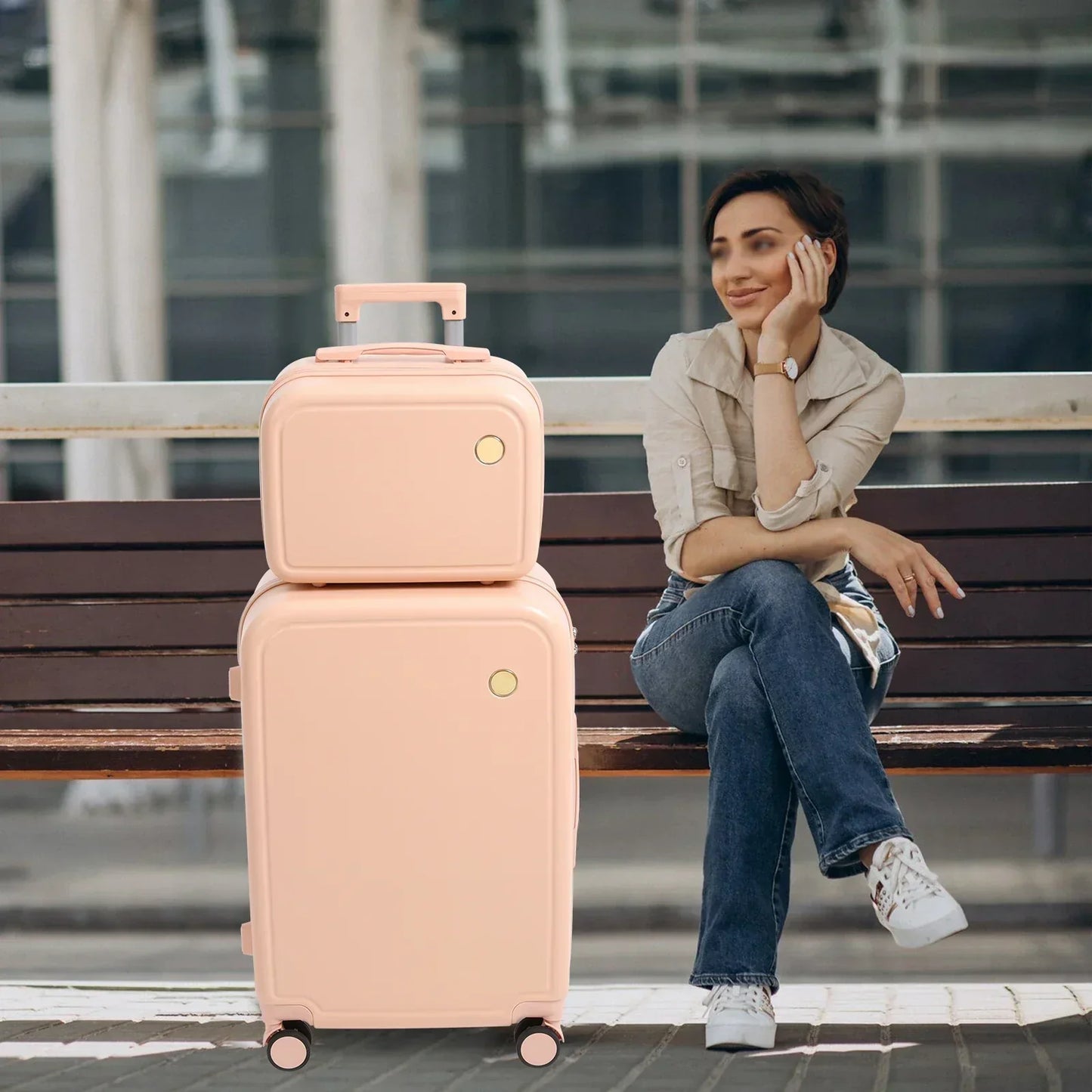 Hard shell suitcase set – Vienna Duo-Green-Nora Luxe