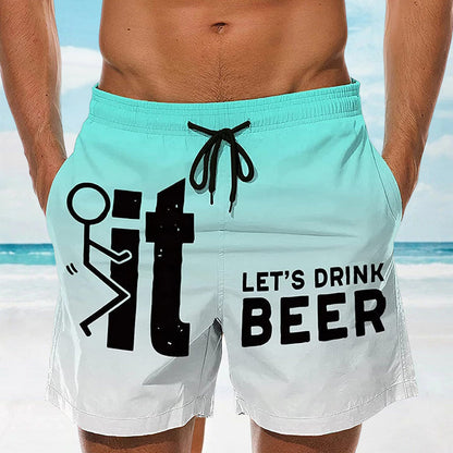 Hawaii Men's Swim Shorts with Elastic Waistband – Fabio-Blue-2XS-Nora Luxe