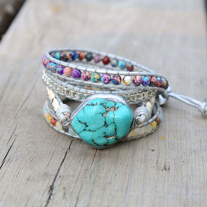 Healing Turquoise Wrap Bracelet - Amara-Nora Luxe