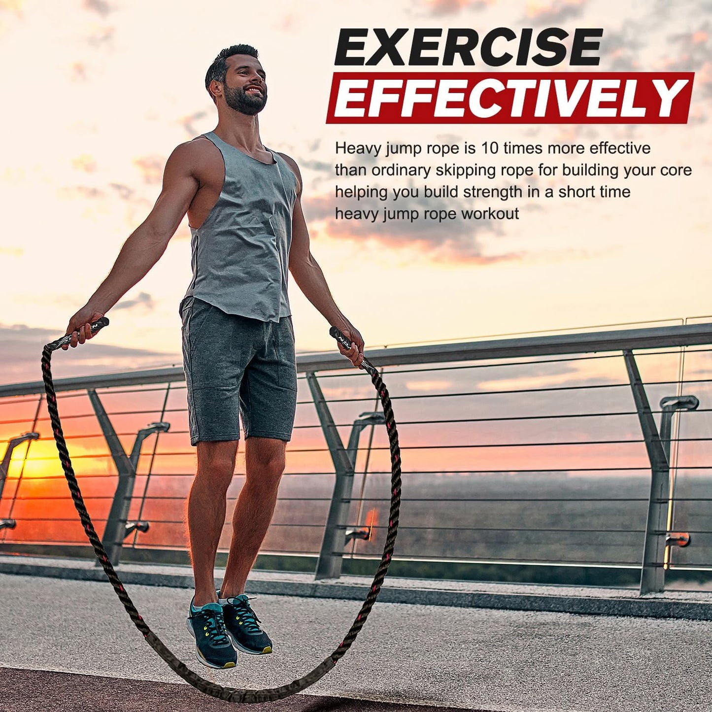 Heavy Weighted Jump Rope-1.2 kg = 2.65 lbs-Nora Luxe