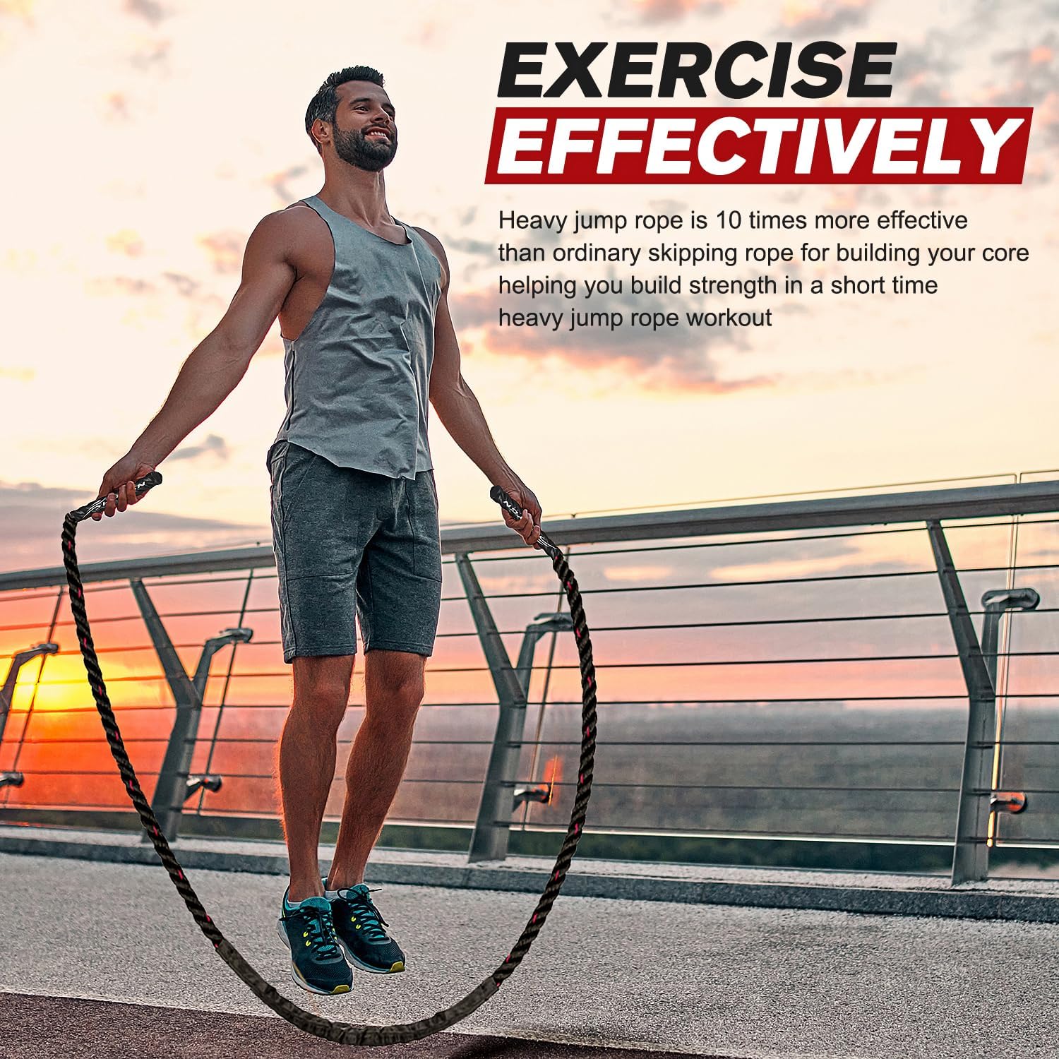 Heavy Weighted Jump Rope-1.2 kg = 2.65 lbs-Nora Luxe