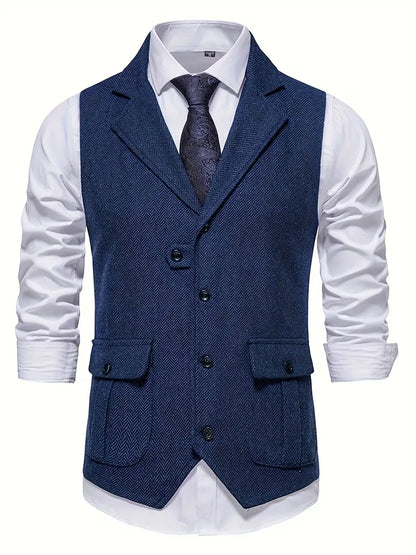 Herringbone Blazer for Men - Niklas-Dark blue-S-Nora Luxe