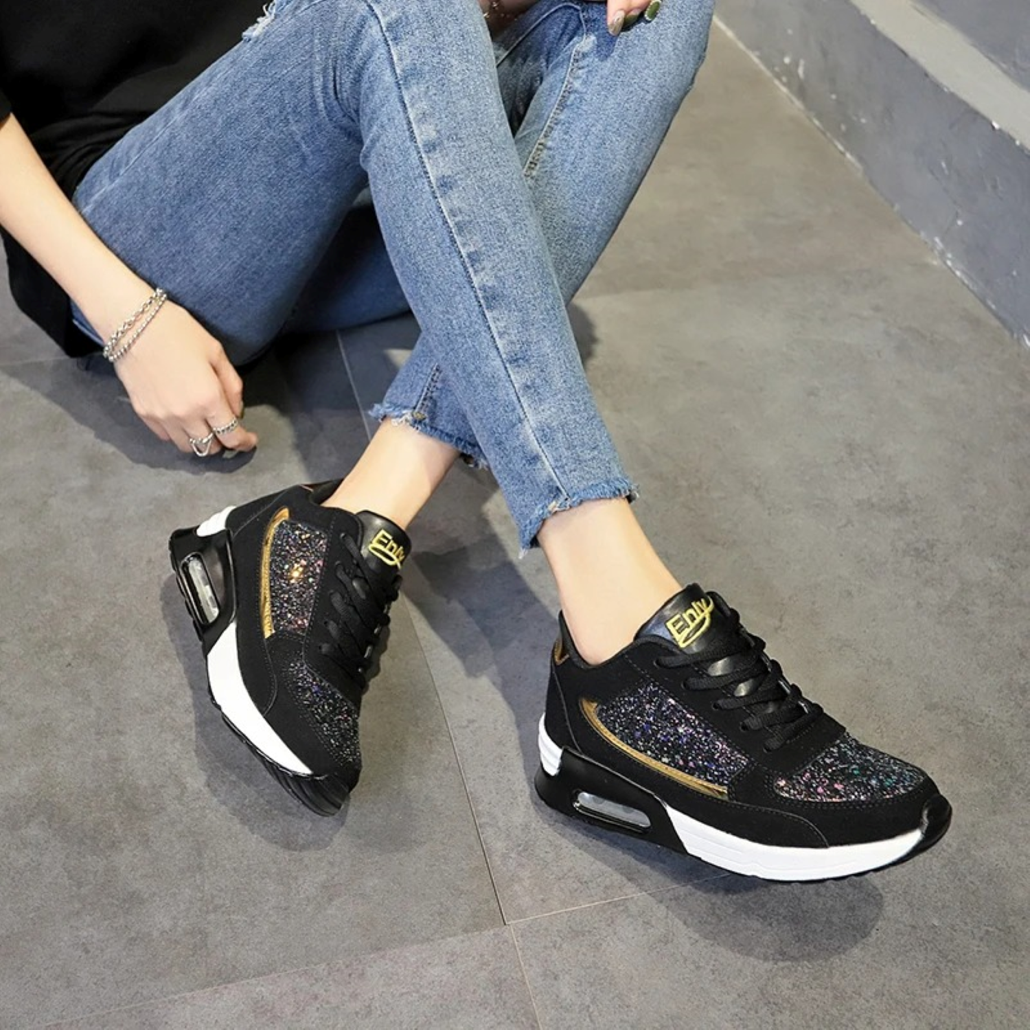 High Top Orthopaedic Women's Sneakers - ComfortStep-Black-2.5-Nora Luxe