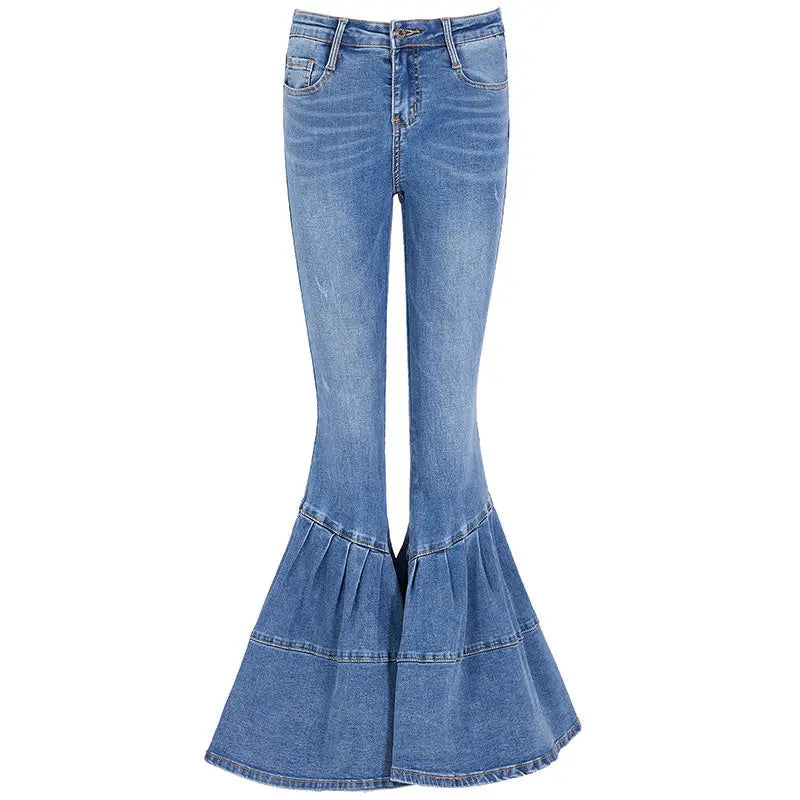 High Waisted Flared Jeans - Mia-Blue-26-Nora Luxe