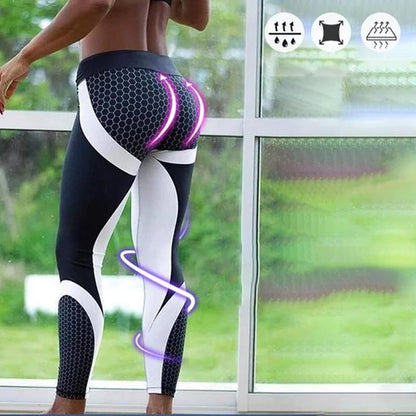 High Waisted Women's Yoga Leggings with Geometric Pattern - Aurora-Black-S-Nora Luxe