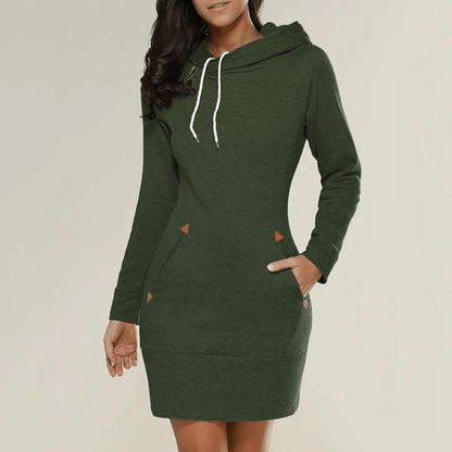 Hooded sweatshirt dress with pockets – Isabella-Black-S-Nora Luxe