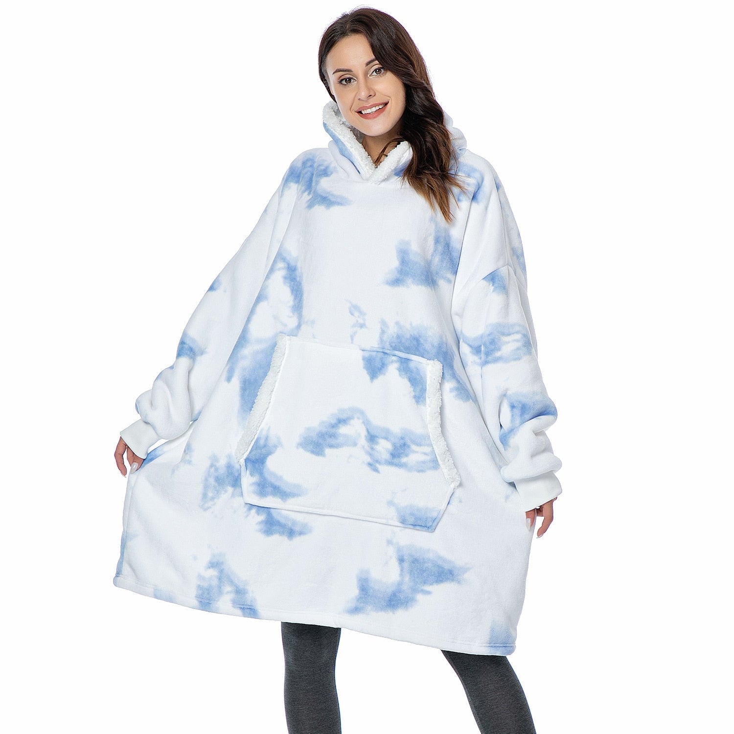 Hoodie & Blanket | Wonderful combination of a soft hoodie and a comfortable blanket in one!-Washed Pink & White-State of Style