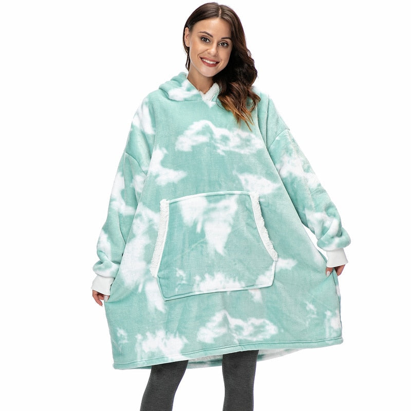 Hoodie & Blanket | Wonderful combination of a soft hoodie and a comfortable blanket in one!-Washed Pink & White-State of Style