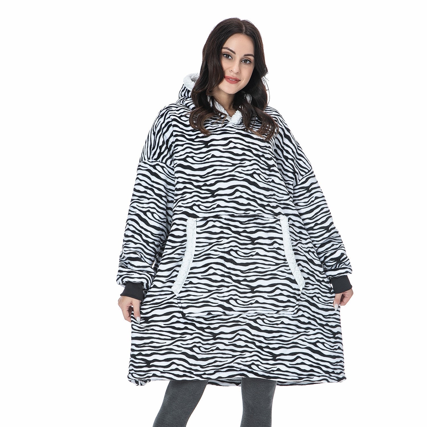 Hoodie & Blanket | Wonderful combination of a soft hoodie and a comfortable blanket in one!-Washed Pink & White-State of Style