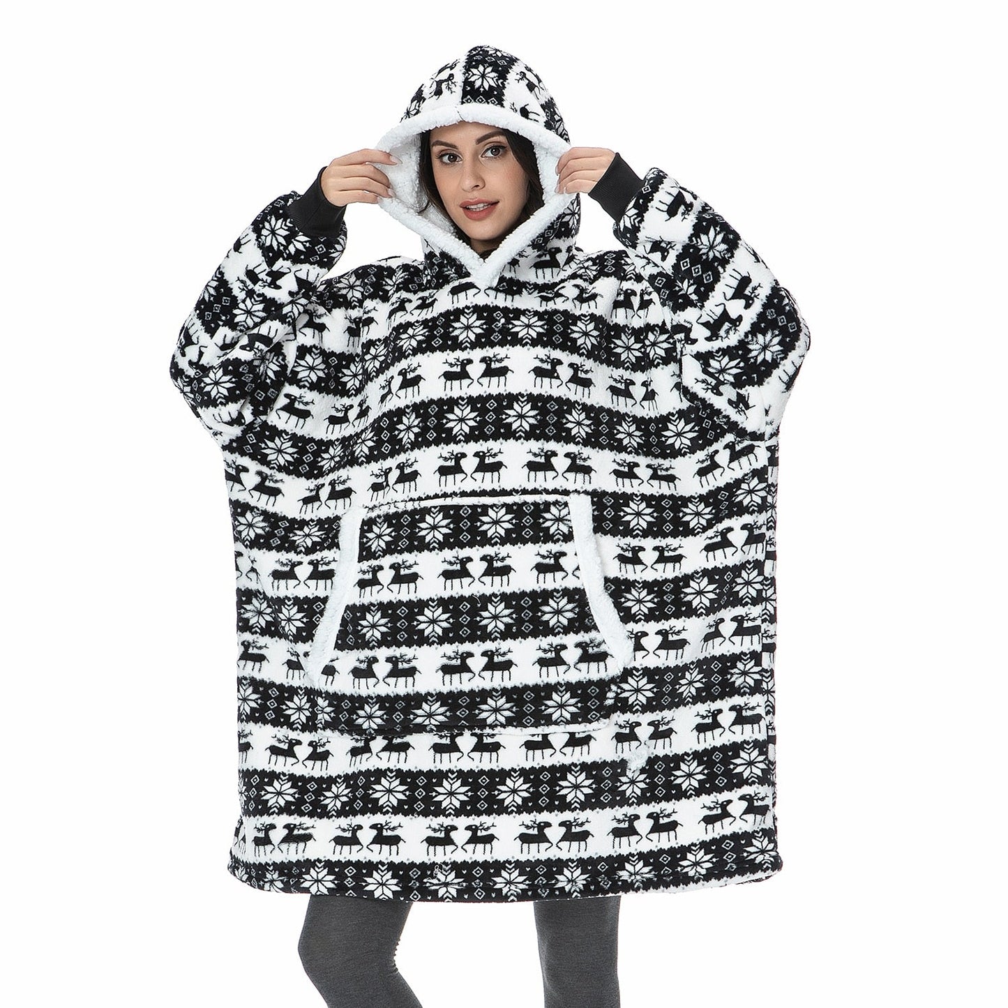 Hoodie & Blanket | Wonderful combination of a soft hoodie and a comfortable blanket in one!-Washed Pink & White-State of Style