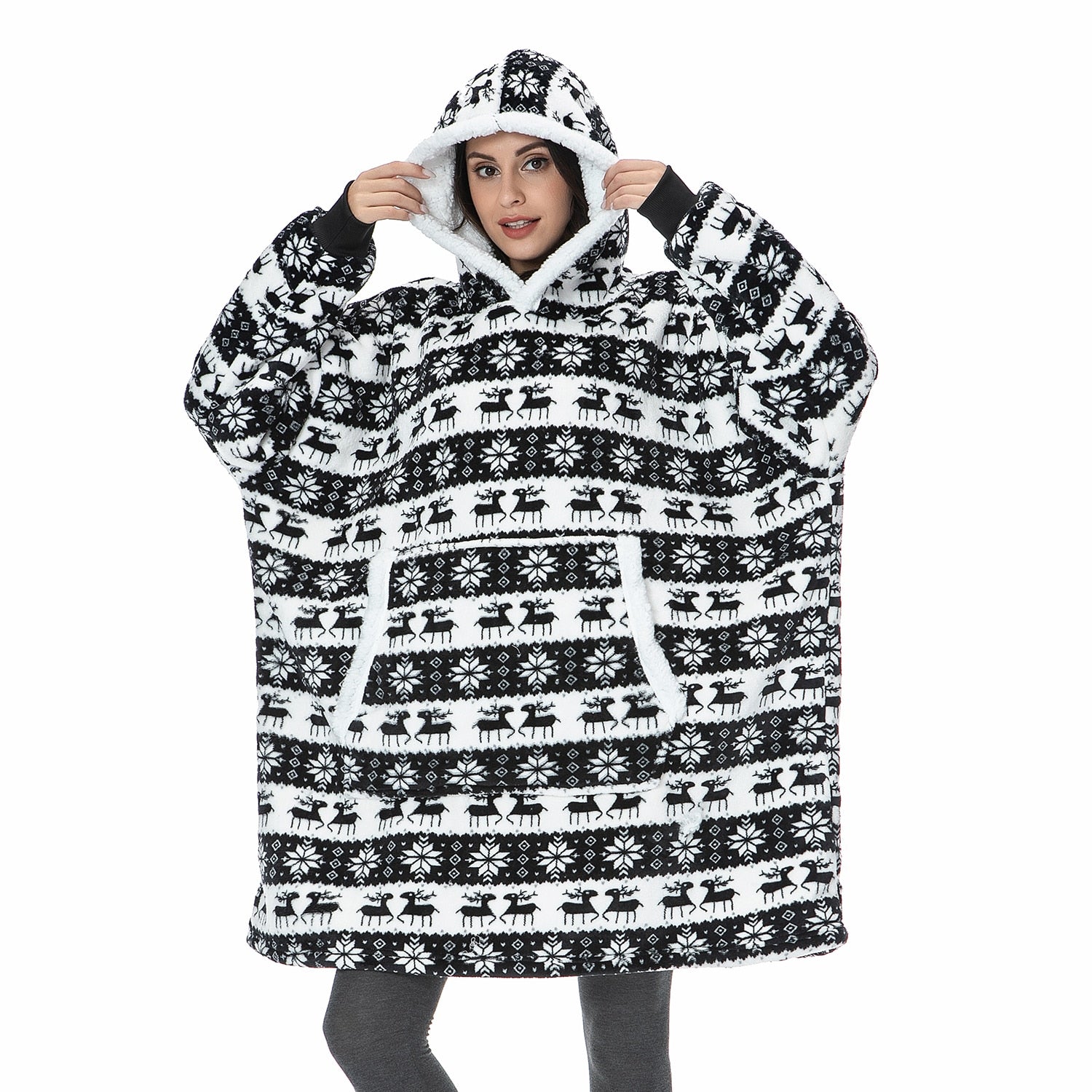 Hoodie & Blanket | Wonderful combination of a soft hoodie and a comfortable blanket in one!-Washed Pink & White-State of Style