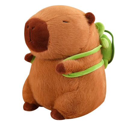 Huggable Capybara with Turtle Backpack - TurtleBuddy-Brown-9.1 in (0.44 lbs)-Nora Luxe