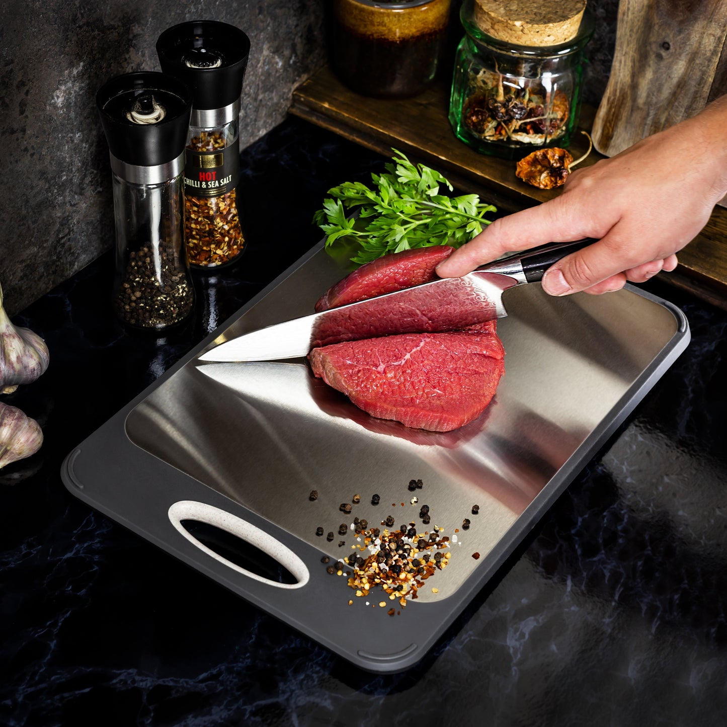 Hygienic Stainless Steel Chopping Board - SteelSafe-Nora Luxe