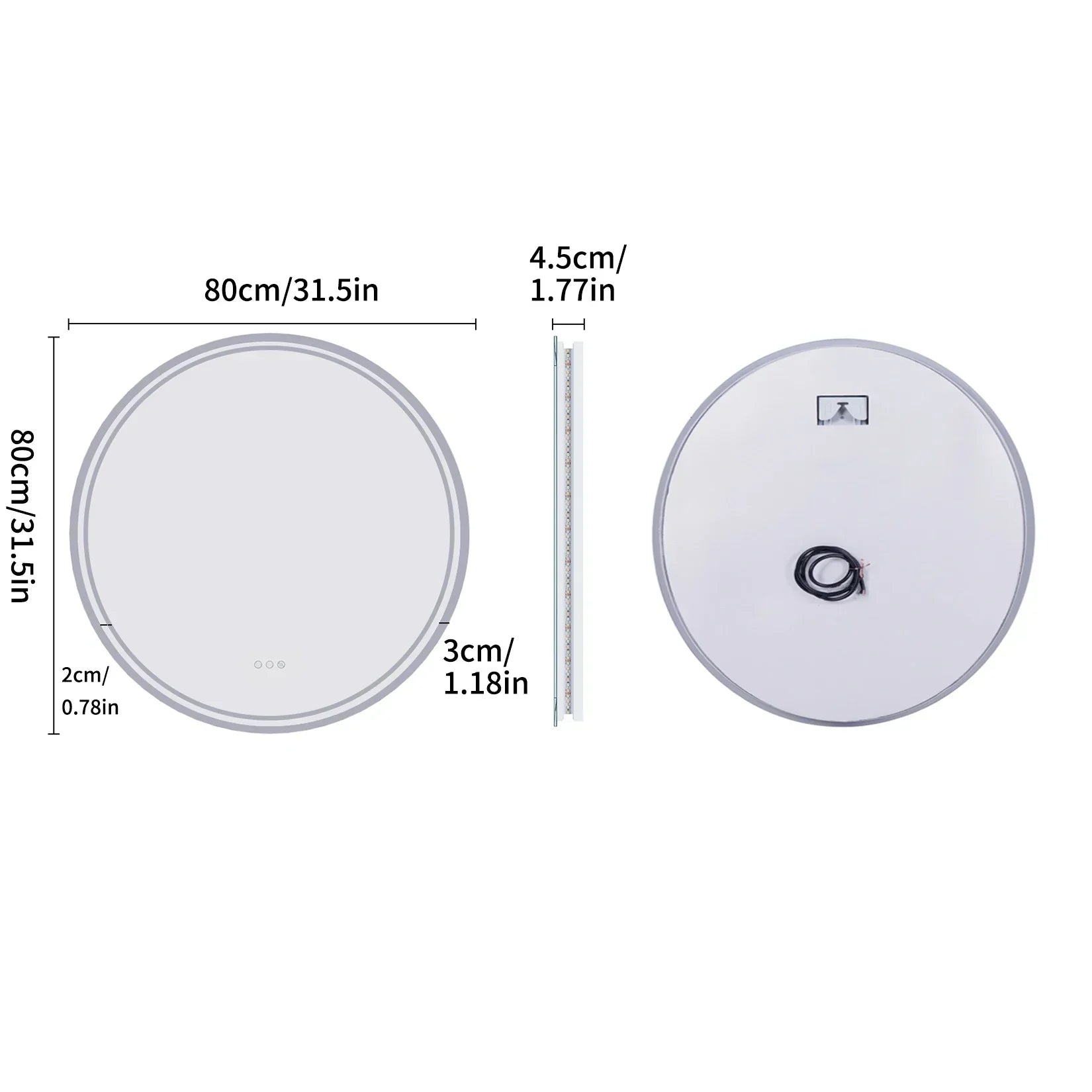 Illuminated Round Bathroom Mirror - LumiMirror-23.62 in-Nora Luxe