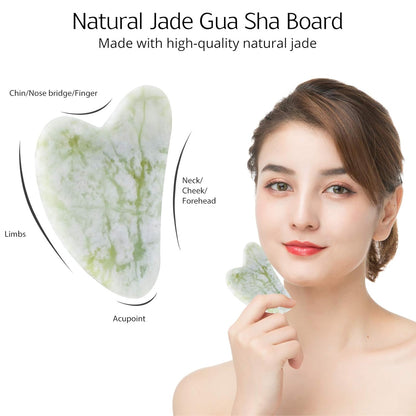 Instant Glow Gua Sha & Jade Roller Set-Green-Nora Luxe