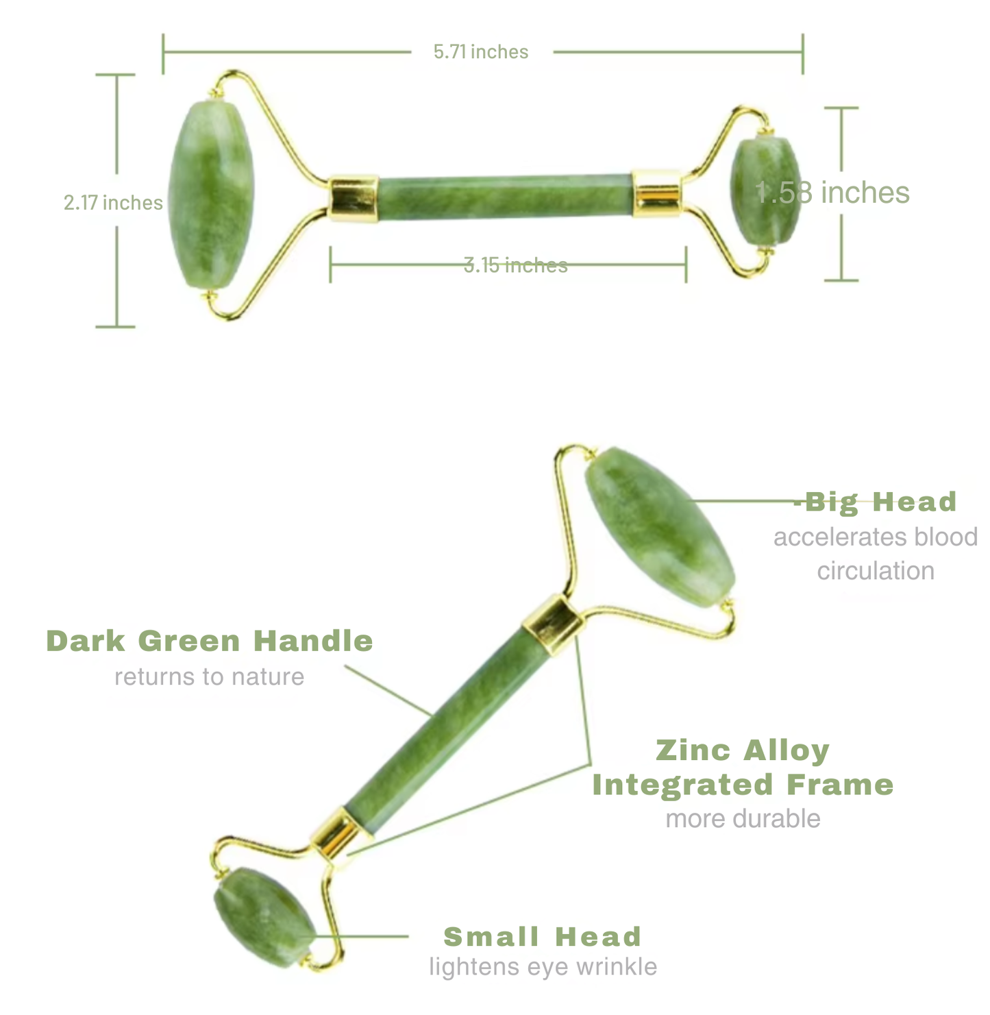 Instant Glow Gua Sha & Jade Roller Set-Green-Nora Luxe