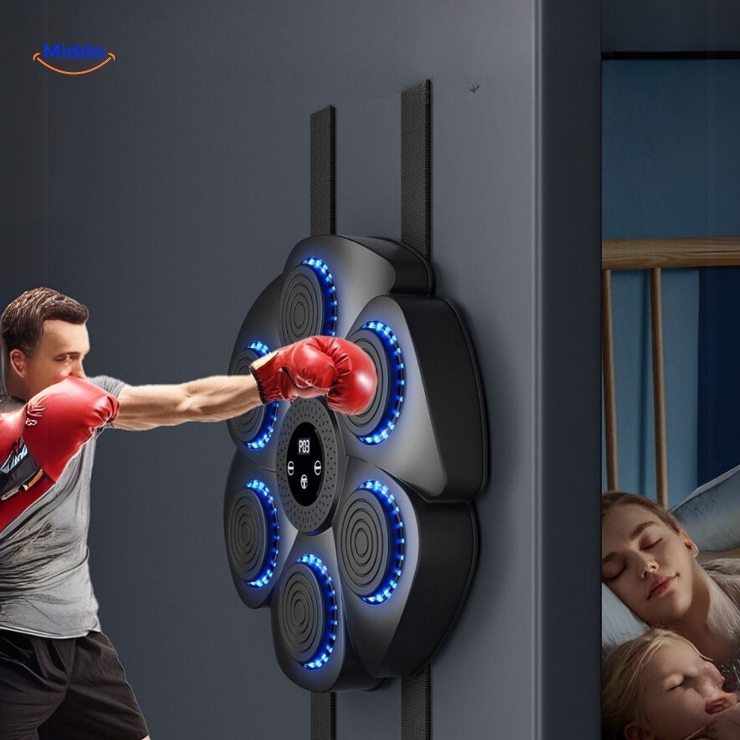 Interactive Smart Boxing Machine - PunchTech-Black Parent-Child Set (1 pair of boxing gloves for children and 1 pair for adults)-Nora Luxe