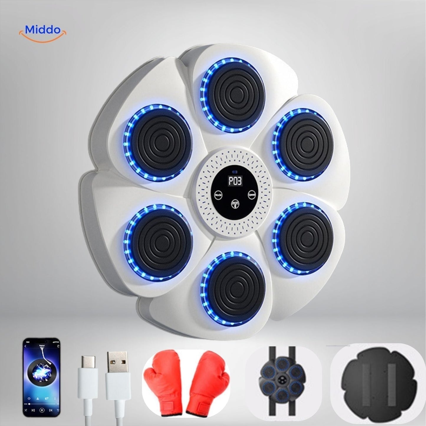 Interactive Smart Boxing Machine - PunchTech-White + Children's Boxing Gloves-Nora Luxe