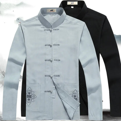 Japanese Style Men's Clothing Set - Hiroshi Tang Set-Beige-S-Nora Luxe