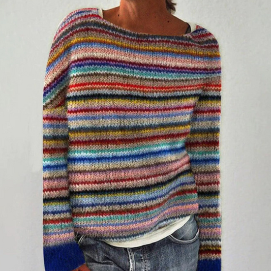 Jolie - Colorful Jumper for Women-Rainbow stripes-XS-Nora Luxe