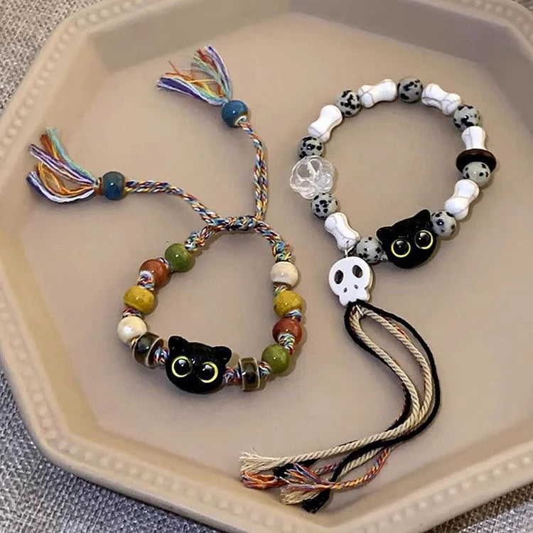Katjes and Skull Bracelet - Selina-Skull + Kittens-Nora Luxe