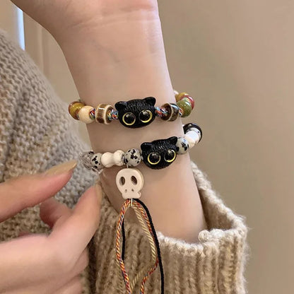 Katjes and Skull Bracelet - Selina-Skull + Kittens-Nora Luxe