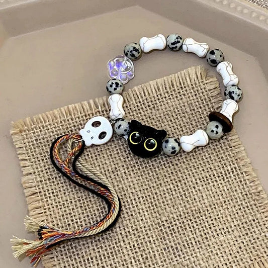 Katjes and Skull Bracelet - Selina-Skull + Kittens-Nora Luxe