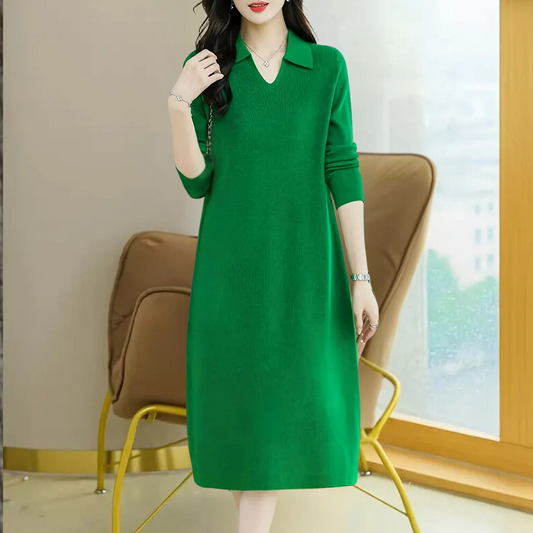 Knit Midi Dress - Mirelle-Green-Nora Luxe