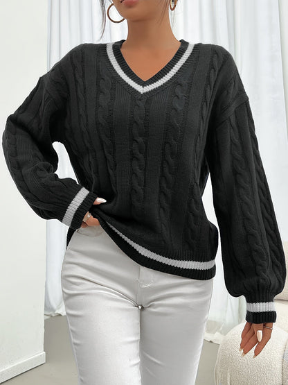 Knit Sweater with Refined Details - Aurora-Blue-S-Nora Luxe