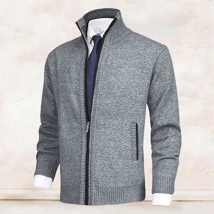 Knitted Jacket with Zip for Men - Theo-Gray-XS-Nora Luxe