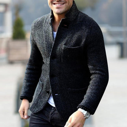 Knitted Men's Cardigan with Buttons - Sven-Black-S-Nora Luxe