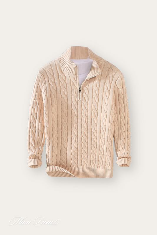 Knitted Men's Sweater - Ethan-Apricot-S-Nora Luxe