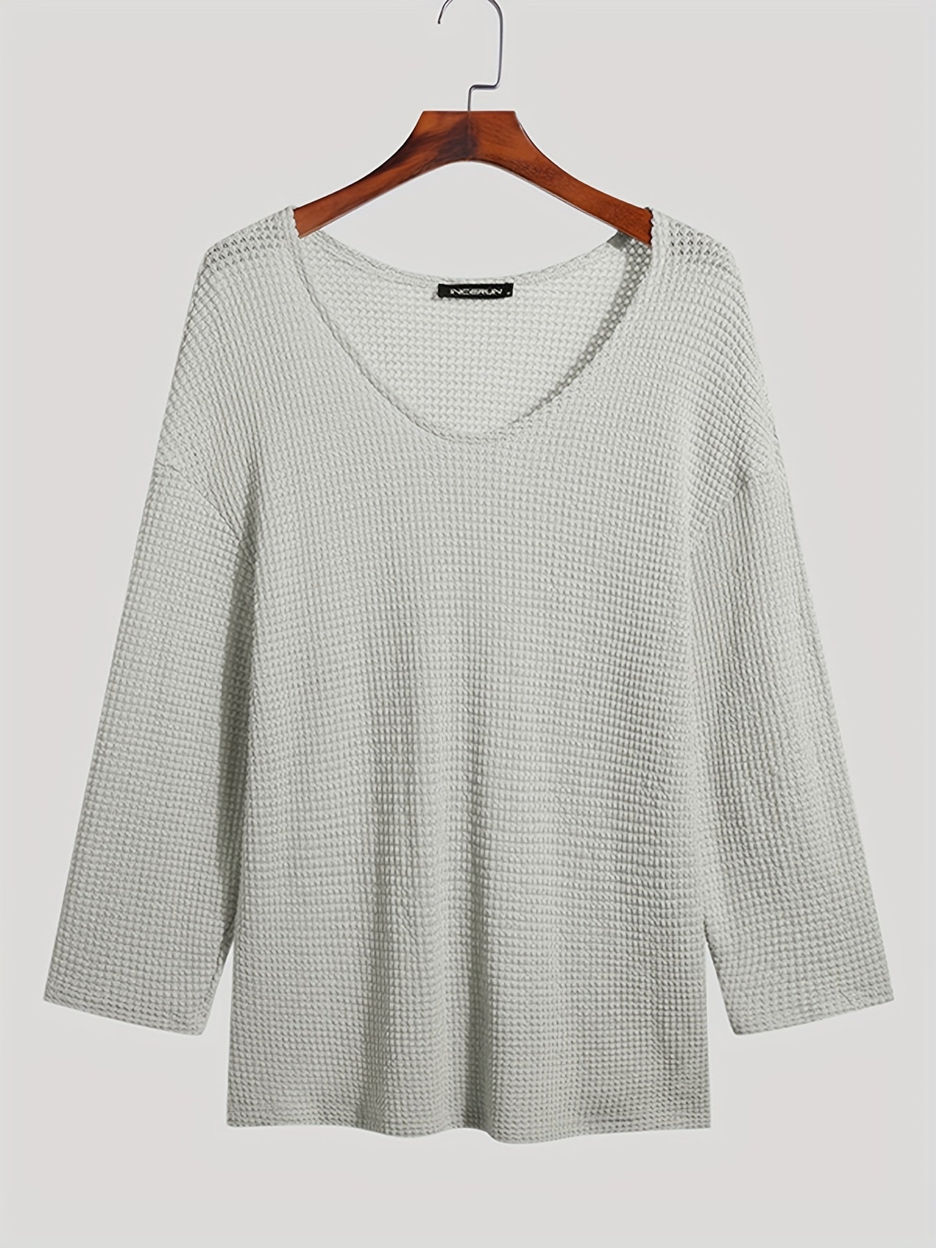 Knitted Men's Top with V-Neck and Long Sleeves – Eliott-Blue-S-State of Style