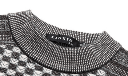 Men's sweater with check knit pattern – Fabian