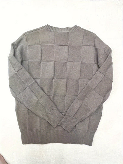 Knitted Sweater with Round Neck and Stretch - Caleb-White-M-Nora Luxe