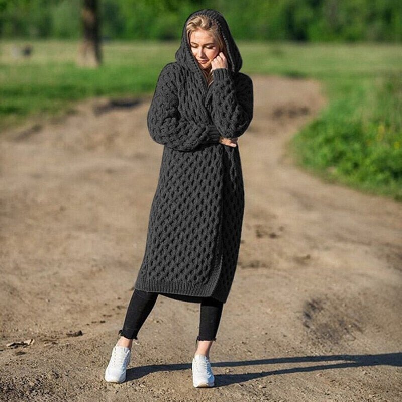 Knitted warm and soft cardigan - Emma-Black-S-Nora Luxe