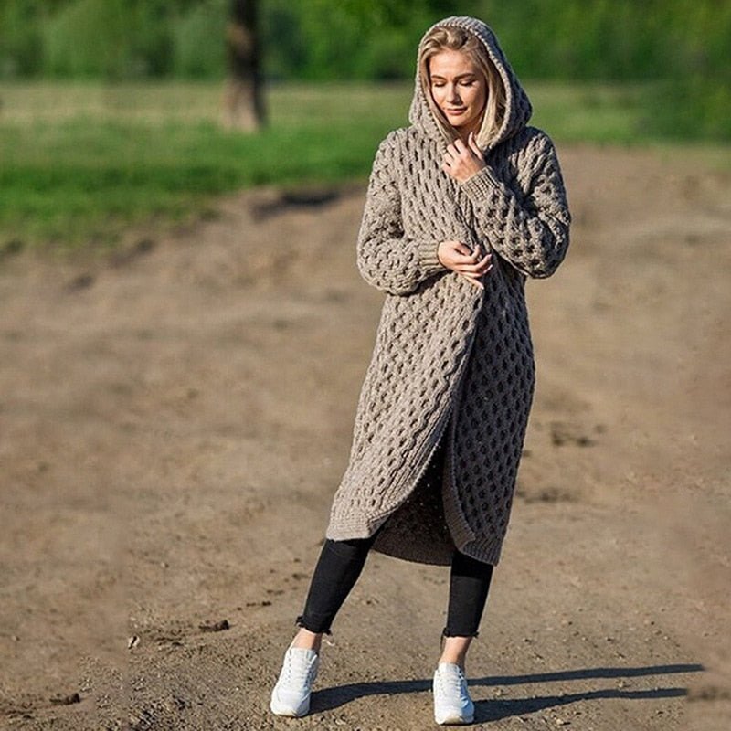 Knitted warm and soft cardigan - Emma-Khaki-S-Nora Luxe