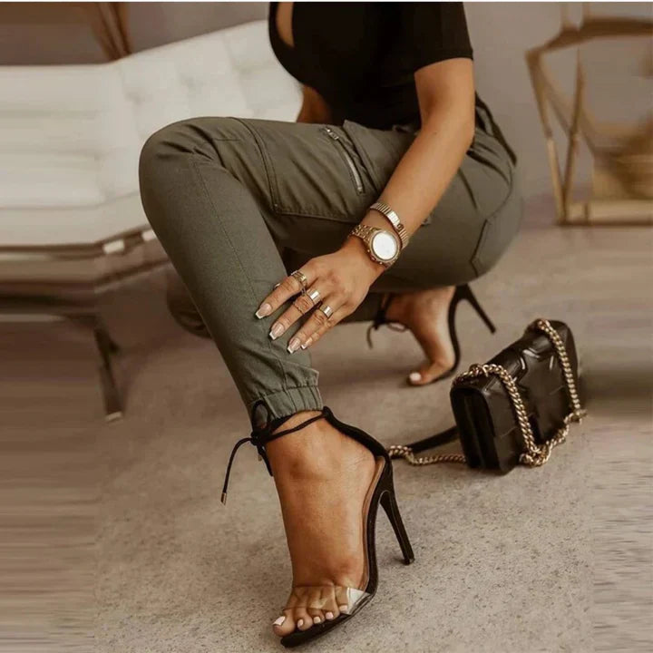 Ladies Cargo Jeans - Livia-Gray-XS-Nora Luxe